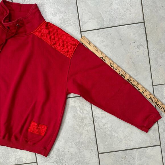 VINTAGE Esprit EDC Group Red Pullover Quarter Zip Drawstring Sweater Size L Wmn - Picture 6 of 8